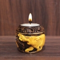 Wooden Carved & Painted Candle Holder Small