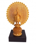 Wooden Carved Dancing Peacock on Base 