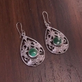 White Metal Earrings – Green 2757 