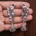 Peacock Earrings with White Stones