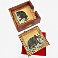 Elephant Design Gemstone Painting Brown Coaster