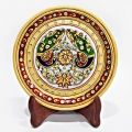 Floral Painting on Decorative Marble Plate (15cm Diameter)