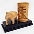 Rupee Symbol Pen Stand with Elephant Statue