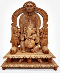 Wooden Riddhi Siddhi Ganesh Statue