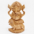 Elegant Wood Carving Ganesh sitting on Mouse