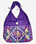 Elephant and Floral Embroidery Shoulder Bag