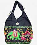 Black Embroidery Shoulder Bag