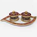 Marble Designer Tray with 2 Containers 