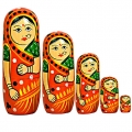 Wooden Painted Doll Set of 5pc 