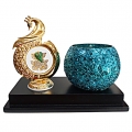 Peacock Design Gold Plated Ganesh with Candle Holder