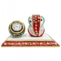 Marble Clock with Ganesh Statue