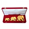 Wood Carving Elephant Set of 3pc in Velvet Box Packing 