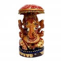 Hand Carved & Painted Wooden Ganesh – 8cm Height