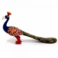 Metal Painted Long Tail Peacock 10 inch Length