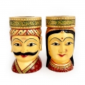 Wooden Painted Figurine Pen Holder (Pair)