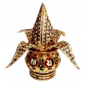 Golden Minakari Pooja Kalash – Coconut with 4 Leaves