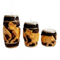 Wooden Carved Candle Holder set of 3pc