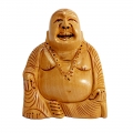 Wooden Carved Laughing Buddha