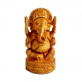 Wooden Round Ganesh 4 inch