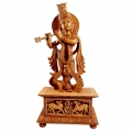 Wooden Carved Krishna Statue 13 inch Height 