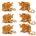 Carved Elephant Keychain - Pack of 6
