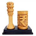 15cm Wooden Ashok Stambh with Pen Holder