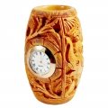 Wooden Pen Holder with Clock