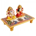 Marble Lakshmi Ganesh on Chowki 6x4