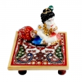 Marble chowki with krishna statue