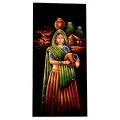 Village Woman Painting on Velvet