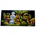 Village Seen Painting on Velvet