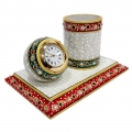 Marble decorative pen holder & clock