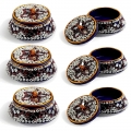 Lac Kumkum box Beaded & Mirror Work ( Pack of 6 )