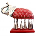 Vintage Wooden Elephant Painted with Bell 