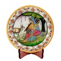Sitting Lady Painting on Marble Plate (15cm Diameter)
